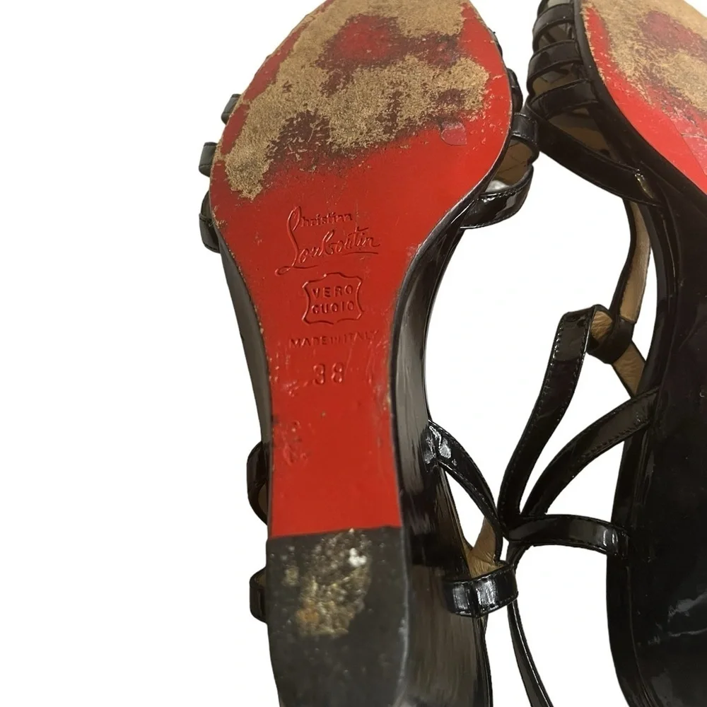 CHRISTIAN LOUBOUTIN Patent Leather T-Strap Sandals